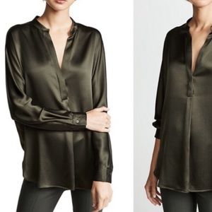 Vince 100% Silk Band Collar Blouse
